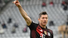 L'attaquant polonais du Bayern Munich, Robert Lewandowski, lors du match de Bundesliga à Fribourg, le 15 mai 2021