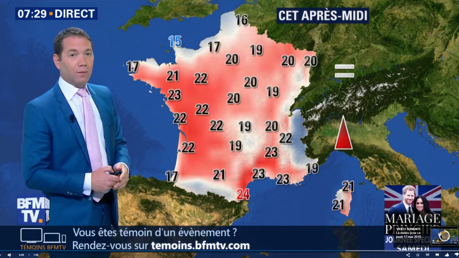 Températures du jeudi 17 mai 2018 Températures du jeudi 17 mai 2018