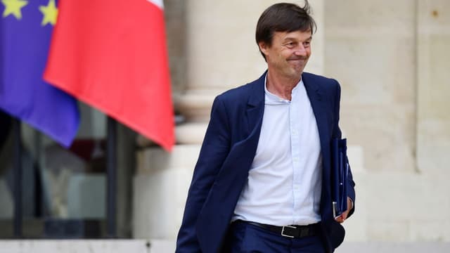 Nicolas Hulot à la sortie de l'Elysée.
