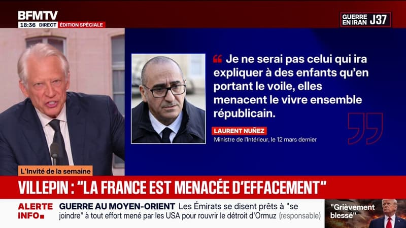 Voile en France: "Nous sommes en permanence dans une logique d'interdiction", déplore Dominique de Villepin, ancien Premier ministre
