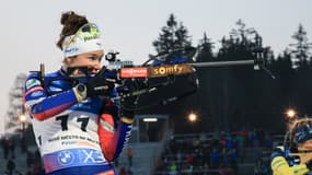 Lou Jeanmonnot lors du sprint de Nove Mesto, le 7 mars 2025.