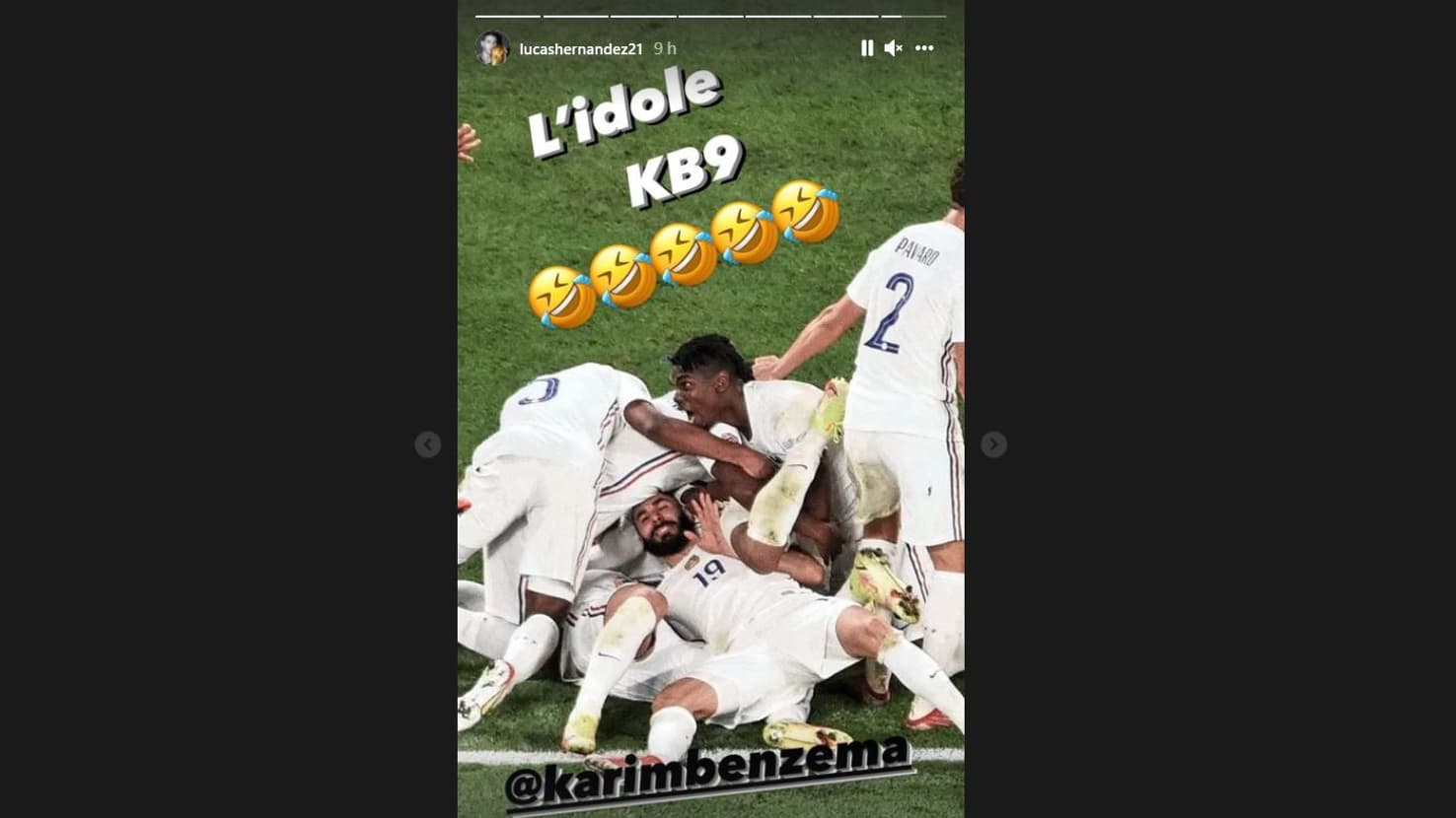 La photo de Karim Benzema qui fait rire Lucas Hernandez La photo de Karim Benzema qui fait rire Lucas Hernandez