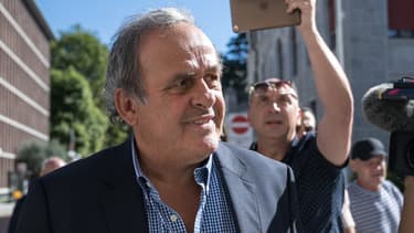Michel Platini devant le Tribunal pénal fédéral de Bellinzone (Suisse), le 8 juillet 2022