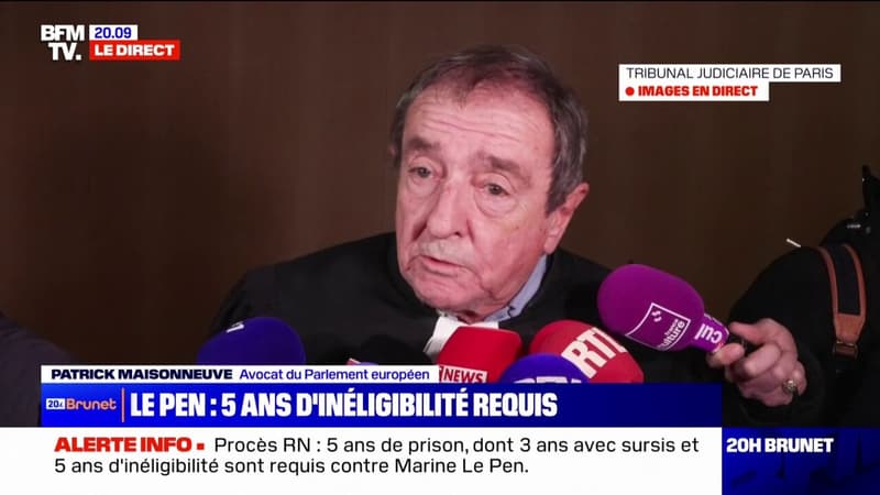 Procès RN: Patrick Maisonneuve, avocat du Parlement européen, rappelle qu'il y a une égalité de tout le monde devant la loi