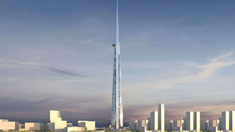 Vue de la tour en construction en Arabie Saoudite