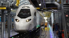 Le futur TGV M, cinquième génération des trains à grande vitesse conçue par Alstom pour la SNCF, présenté le 6 octobre 2023 à Paris