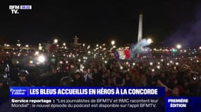 Une foule de supporters rassemblée Place de la Concorde pour accueillir les Bleus