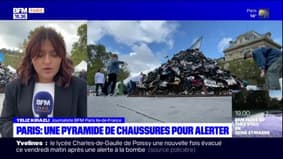 Paris: une pyramide de chaussures pour alerter contre les bombardements de civils