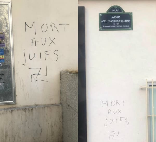 Des inscriptions antisémites découvertes dans le 14e arrondissement de Paris. Des inscriptions antisémites découvertes dans le 14e arrondissement de Paris.