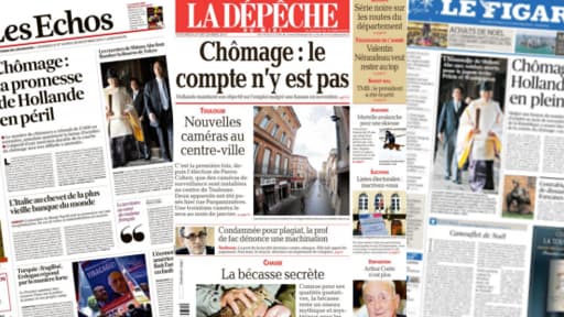 Plusieurs unes titrent sur le chômage et Hollande vendredi.