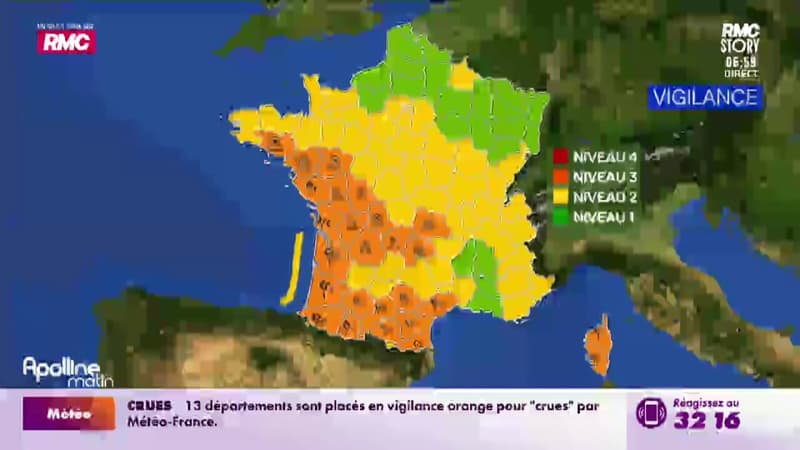 20 départements en vigilances oranges : des crues et des vents violents