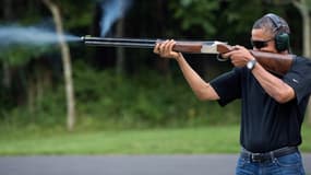Barack Obama tire au fusil à Camp David le 4 août 2012