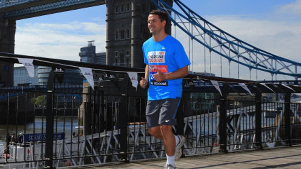 Michael Owen avant le dernier marathon de Londres.