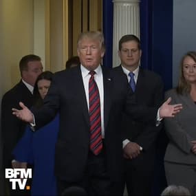 Surprenant, Donald Trump fait irruption en salle de presse pour féliciter sa fervente opposante