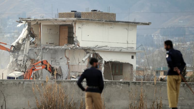 La maison occupée par Oussama Ben Laden, lors de sa destruction en 2012. 
