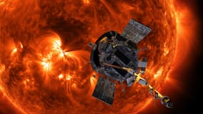 Illustration de Parker Solar Probe approchant le soleil.
