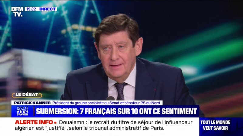 Censure du gouvernement: pour le président du groupe socialise au Sénat, Patrick Kanner, les propos de François Bayrou sur l'immigration 