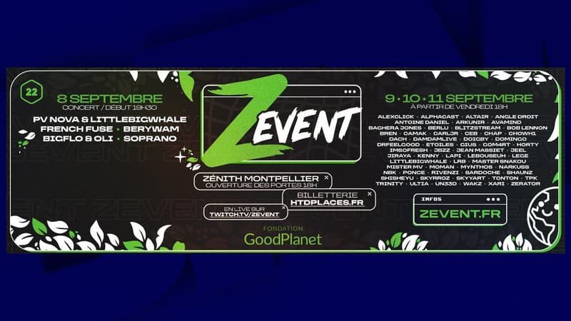 Le ZEvent sera organisé du 9 au 11 septembre 2022