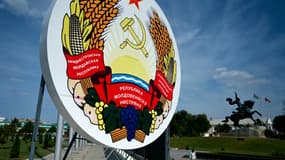 Le blason de la Transnistrie, territoire séparatiste en Moldavie soutenu par Moscou