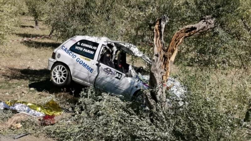La voiture de Salvatore Coniglio après son crash