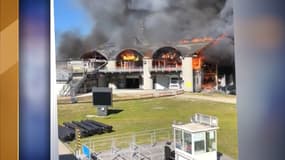 L'incendie de la gare téléphérique de Chamonix ce mardi.