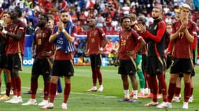 La déception des joueurs de la Belgique après l'élimination contre la France à l'Euro, le 01/07/2024