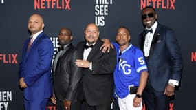 Raymond Santana, Kevin Richardson, Antron McCray, Yusef Salaam et Korey Wise lors du lancement de la série Netflix
