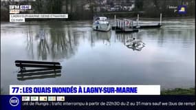 Crue de la Marne: les quais inondés à Lagny-sur-Marne