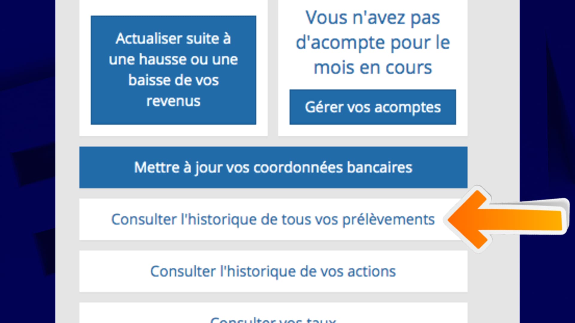 Consulter l'historique de vos prélèvements