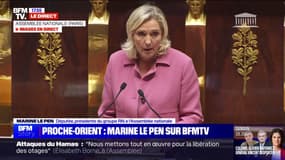 Marine Le Pen (RN): "La riposte d'Israël est tout à fait légitime (...) Ce droit à se défendre n'est pas inconditionnel et doit se faire dans le respect du droit international et des droits de l'Homme"