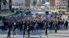 Les ultras de l'Inter lors de leur déplacement à Barcelone, le 30 avril 2025