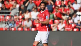 Benoît Poulain lors du match Nîmes-Valenciennes (3-3, L2), le 6 mai 2023