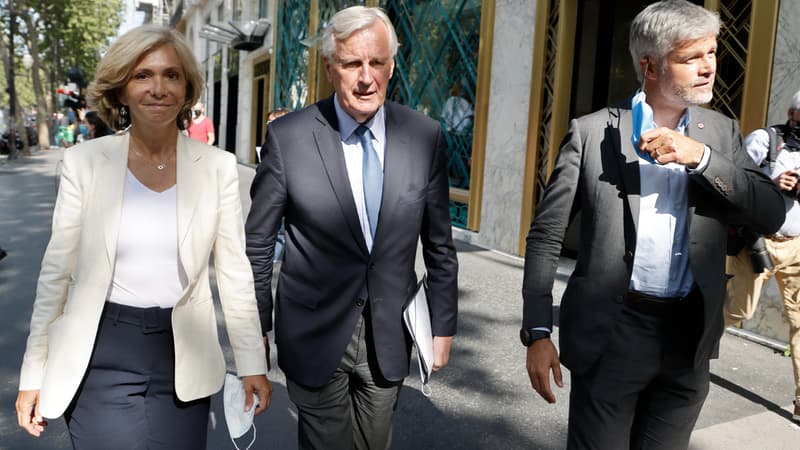 Valérie Pécresse, Michel Barnier et Laurent Wauquiez, le 20 juillet 2021 à Paris