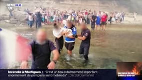 Incendies dans les Bouches-du-Rhône: les images des touristes évacués par la mer
