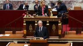 Yaël Braun-Pivet et Michel Barnier à l'Assemblée nationale le 1er octobre 2024 
