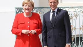 La chancelière allemande Angela Merkel et le président français Emmanuel Macron, à Meseberg le 19 juin.