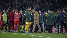 Les joueurs du Betis Séville lors de l'interruption du derby, le 15 janvier 2022. 