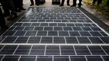 La route solaire de Tourouvre au Perche lors de son inauguration en décembre 2016.