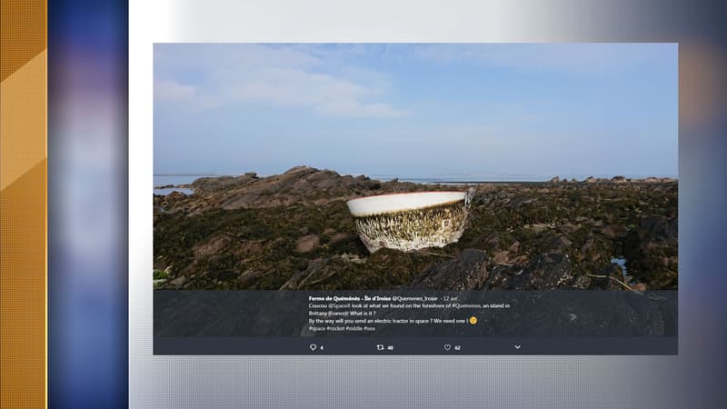 Le cône métallique a été trouvé par les deux seules habitants de l'île de Quéménès, au large du Finistère.