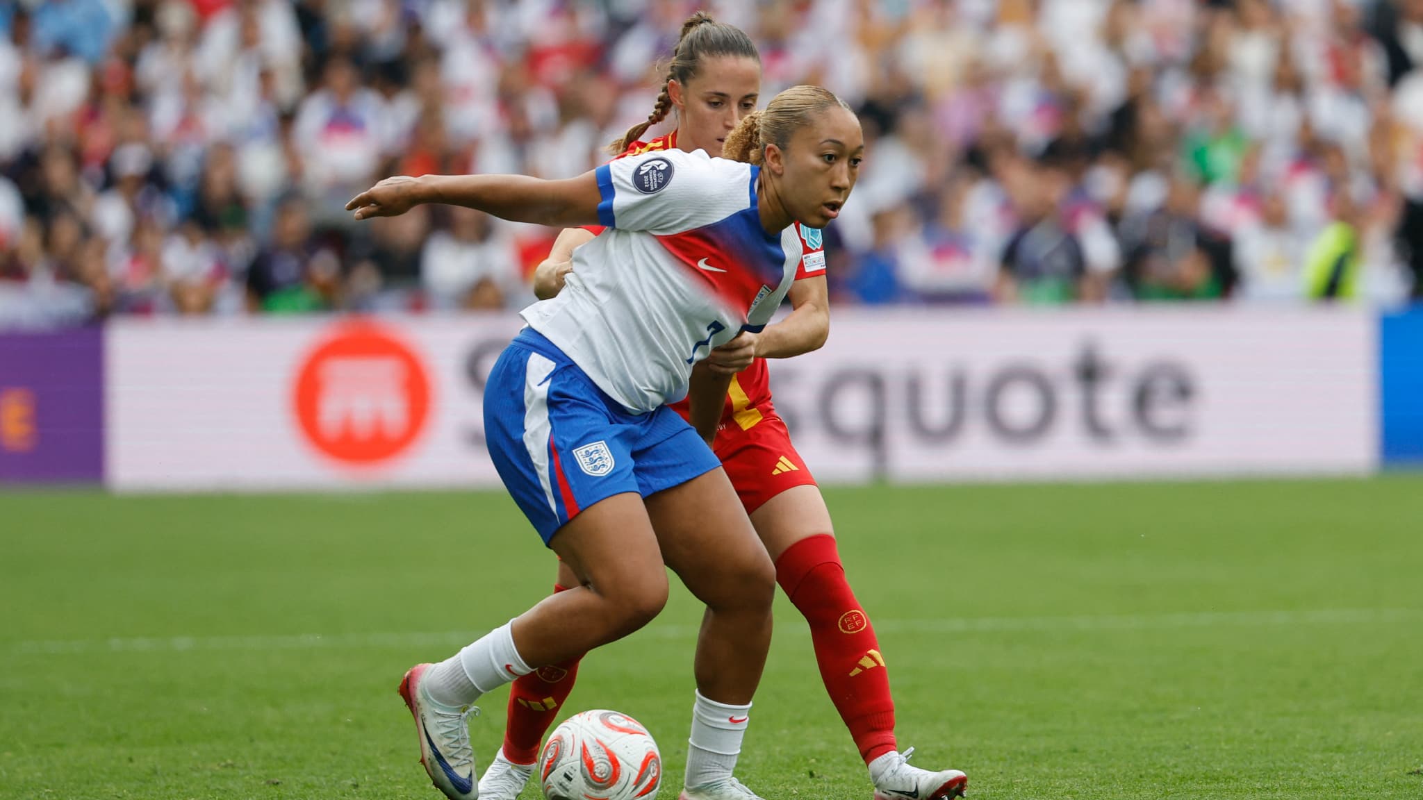 Lauren James lors de la finale de l'Euro 2025, le 27 juillet 2025. Lauren James lors de la finale de l'Euro 2025, le 27 juillet 2025.