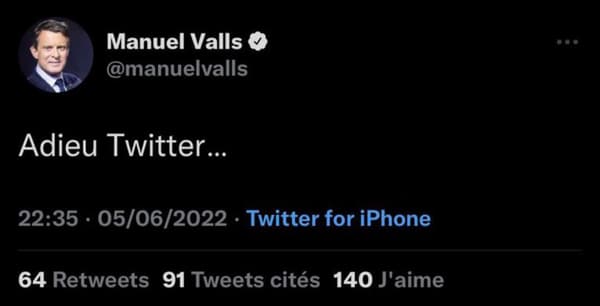 Manuel Valls supprime son compte Twitter