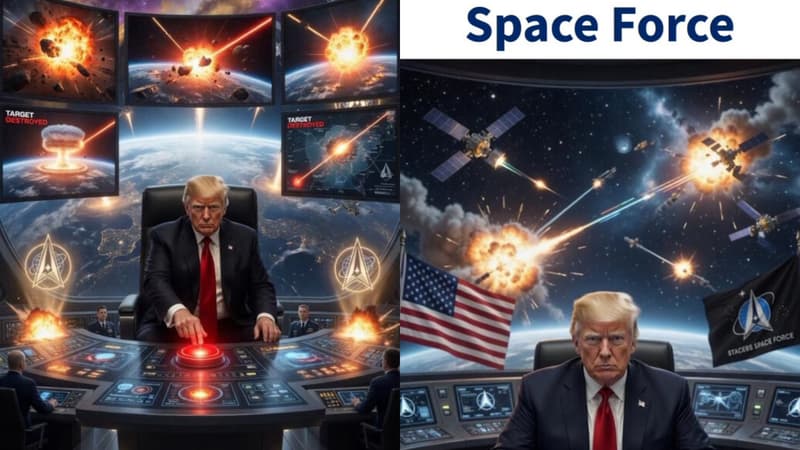 Commandant de la "Space force" et doigt sur le bouton rouge: Donald Trump partage de nouvelles images générées par IA après ses menaces contre l'Iran