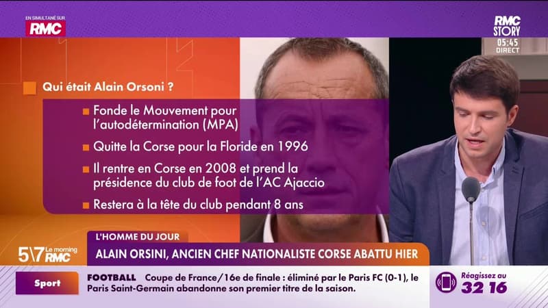 L'homme du jour : Alain Orsini, ancien chef nationaliste corse abattu hier - 13/01