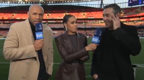 Thierry Henry et Robert Pirès, sur le plateau de CBS Sports avant le match Arsenal-Real Madrid (3-0, Ligue des champions), le 8 mars 2025