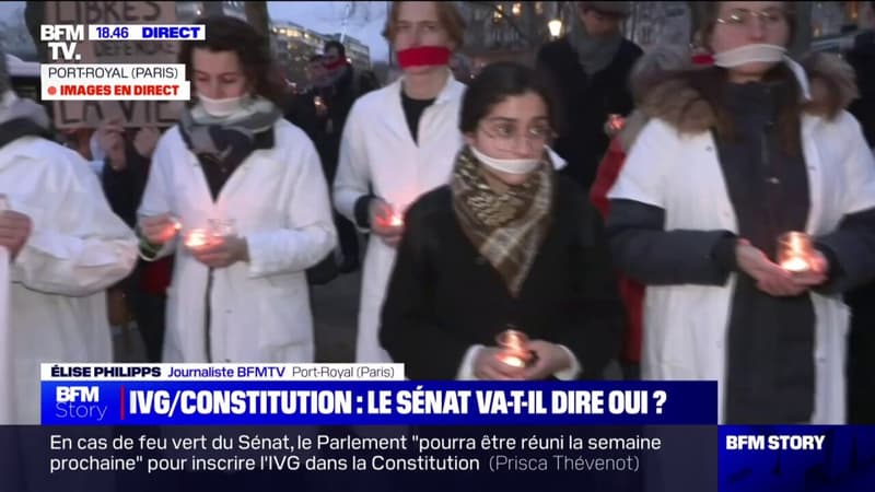 IVG: des opposants à l'inscription de l'avortement dans la Constitution manifestent à Paris