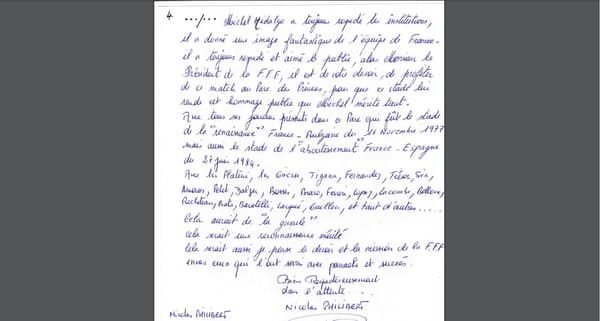 La fin de la lettre adressée à Noël Le Graët pour un "grand hommage" à Michel Hidalgo