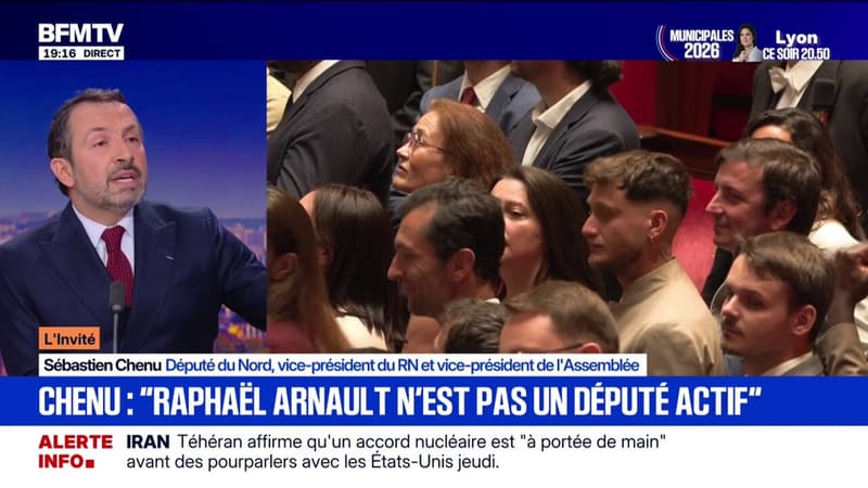 Sébastien Chenu, vice-président du RN, présente Raphaël Arnault  comme "un chef de milice"