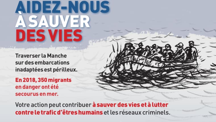Campagne publicitaire du gouvernement pour signaler les migrants qui traversent la Manche Campagne publicitaire du gouvernement pour signaler les migrants qui traversent la Manche