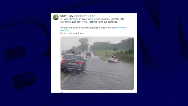 Les intempéries ont provoqué des inondations de la chaussée.