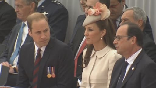 François Hollande avec le couple princier William et Kate, le 4 août 2014 à Liège, en Belgique
